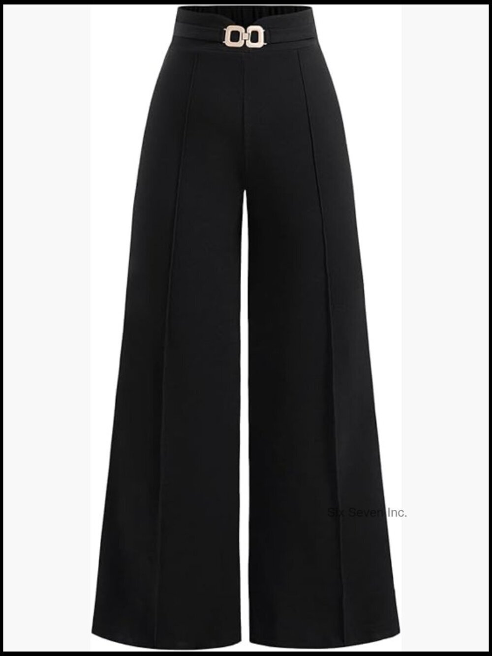Plus Size Chain Wide Leg Dress Pants High Elastic Waist Work Trousers